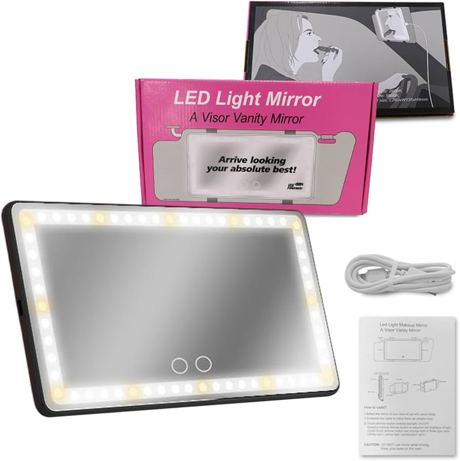 ESPEJO PARA CARRO DE MAQUILLAJE LUZ LED + ENVIO GRATIS
