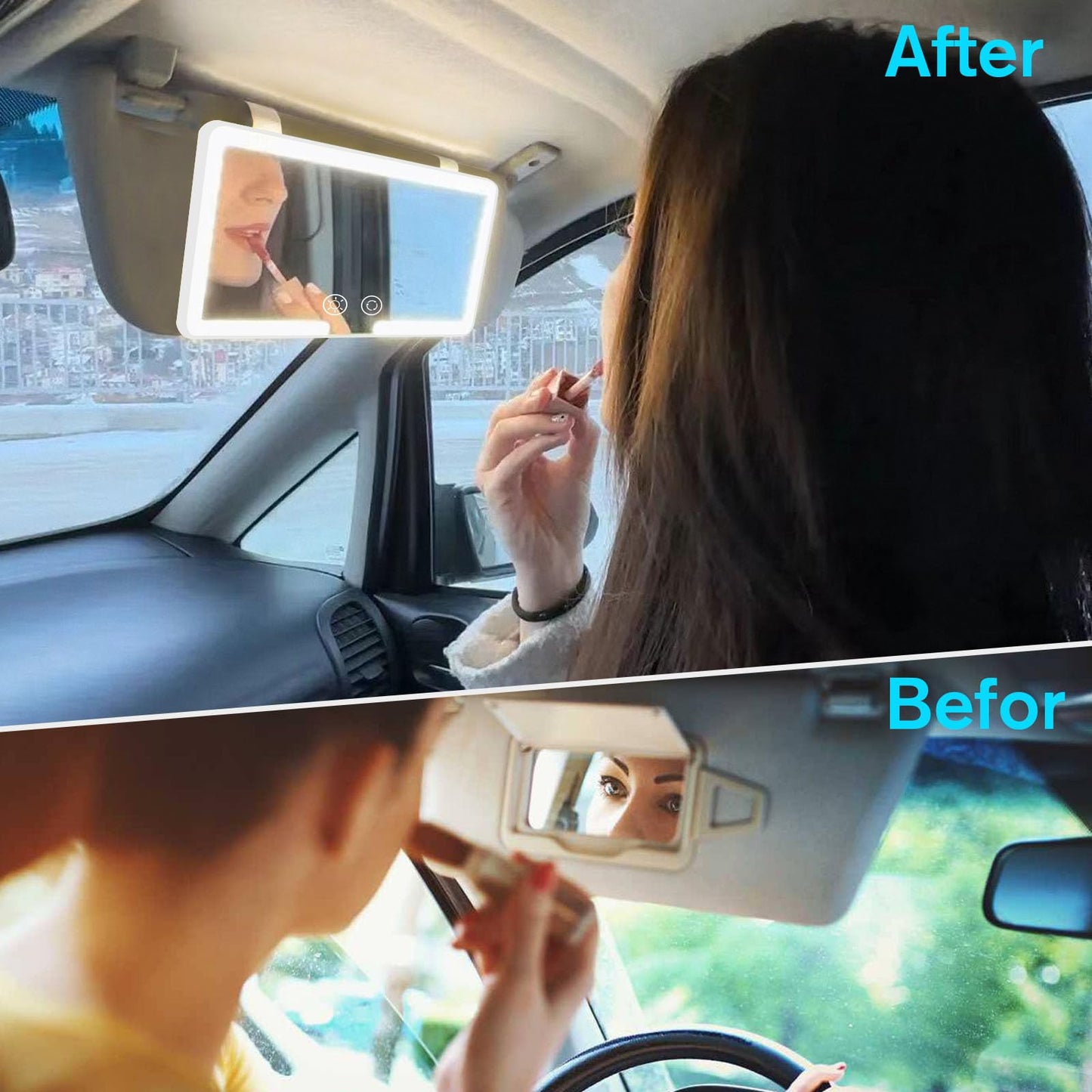 ESPEJO PARA CARRO DE MAQUILLAJE LUZ LED + ENVIO GRATIS